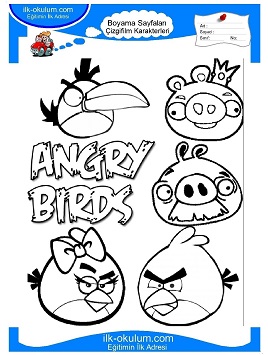 Çocuklar İçin Angry Birds Boyama Sayfaları 